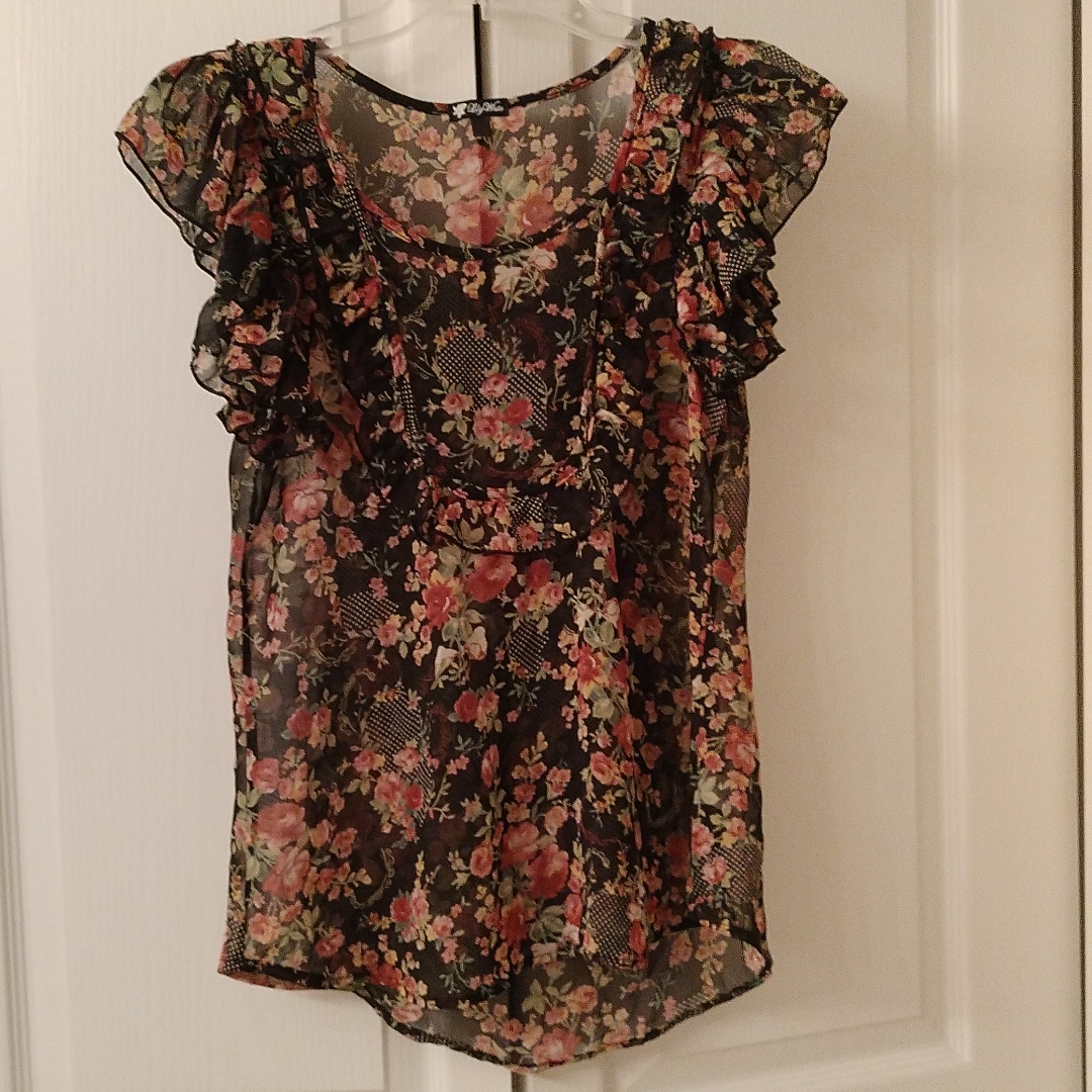 Lily White Sheer Floral Blouse